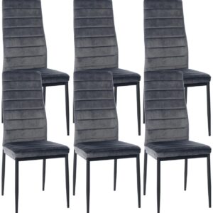 6er Set Esszimmerstühle Mayfair Samt grau