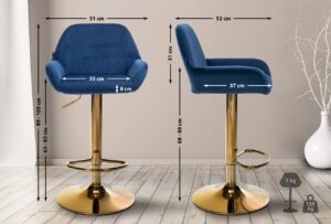 Barhocker Braga Gold Samt blau