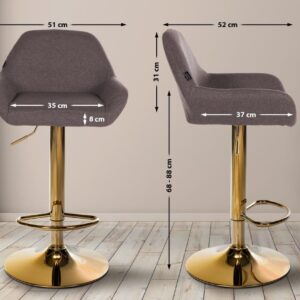 Barhocker Braga Gold Stoff braun