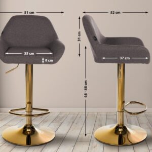 Barhocker Braga Gold Stoff dunkelgrau