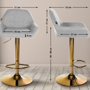 Barhocker Braga Gold Stoff grau