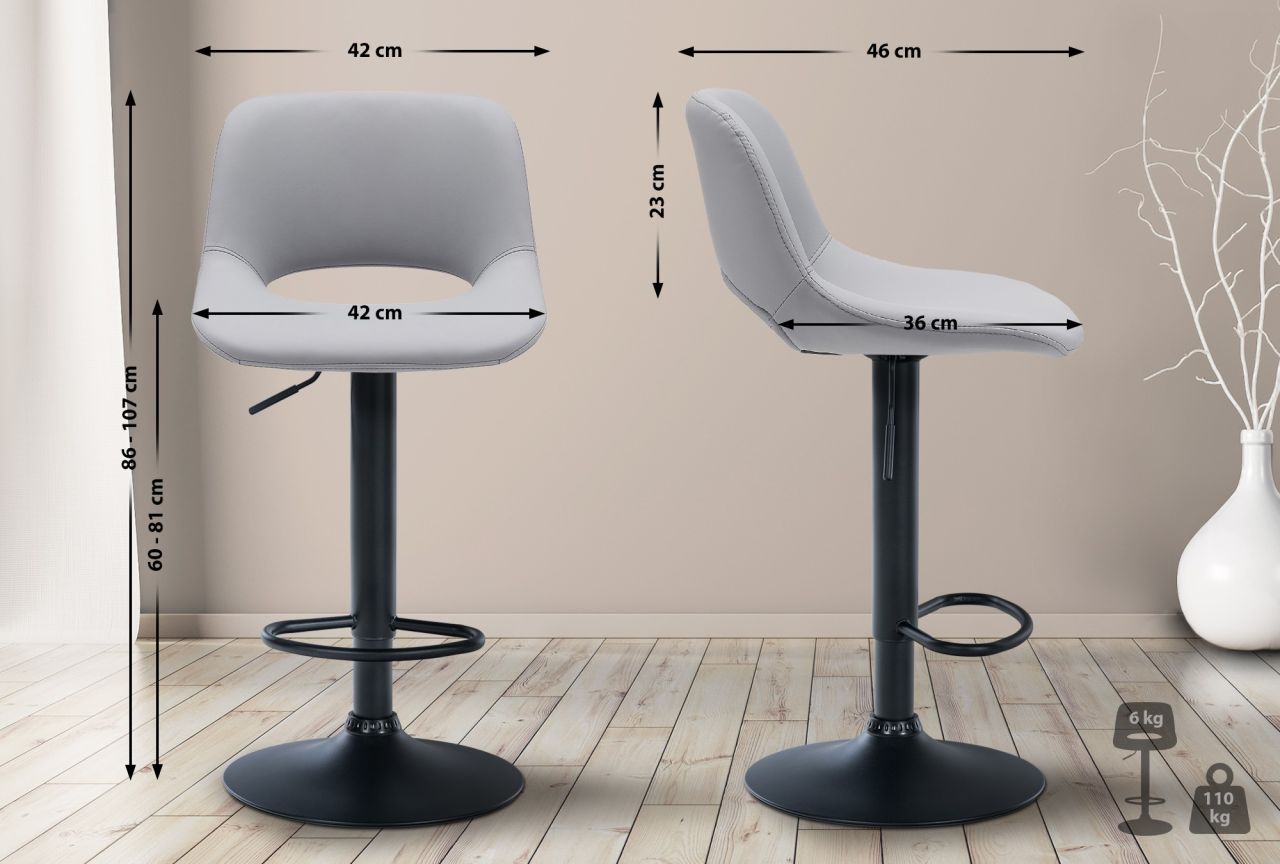 Barhocker Camden Kunstleder schwarz grau 1 Barhocker Camden Kunstleder schwarz grau