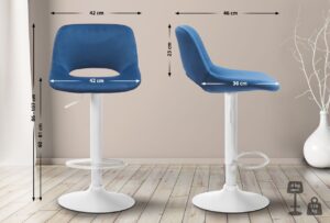 Barhocker Camden Samt weiss blau