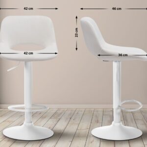 Barhocker Camden Samt weiß creme
