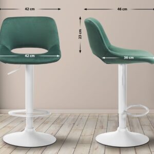 Barhocker Camden Samt weiß grün