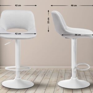 Barhocker Camden Samt weiß hellgrau