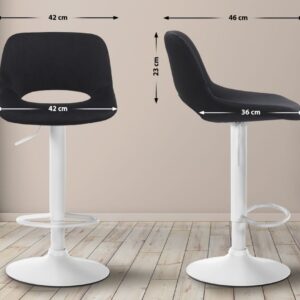 Barhocker Camden Samt weiß schwarz