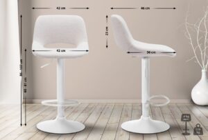 Barhocker Camden Stoff weiss creme
