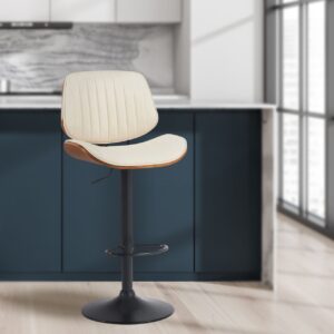 Barhocker Clawson Kunstleder schwarz walnuss/creme