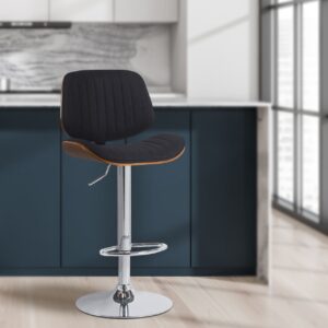 Barhocker Clawson Stoff chrom walnuss/schwarz