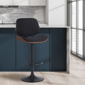 Barhocker Clawson Stoff schwarz walnuss/schwarz