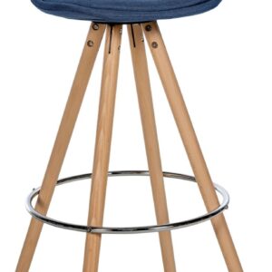 Barhocker Corbin Stoff Rund natura blau