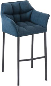 Barhocker Damaso B Stoff mit 4 Fuss Gestell blau