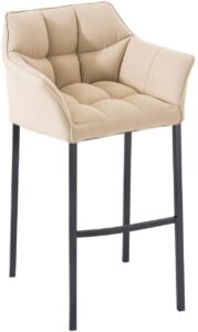 Barhocker Damaso B Stoff mit 4 Fuss Gestell creme
