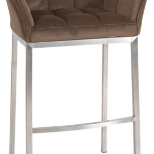 Barhocker Damaso E Samt mit 4-Fuß Gestell braun
