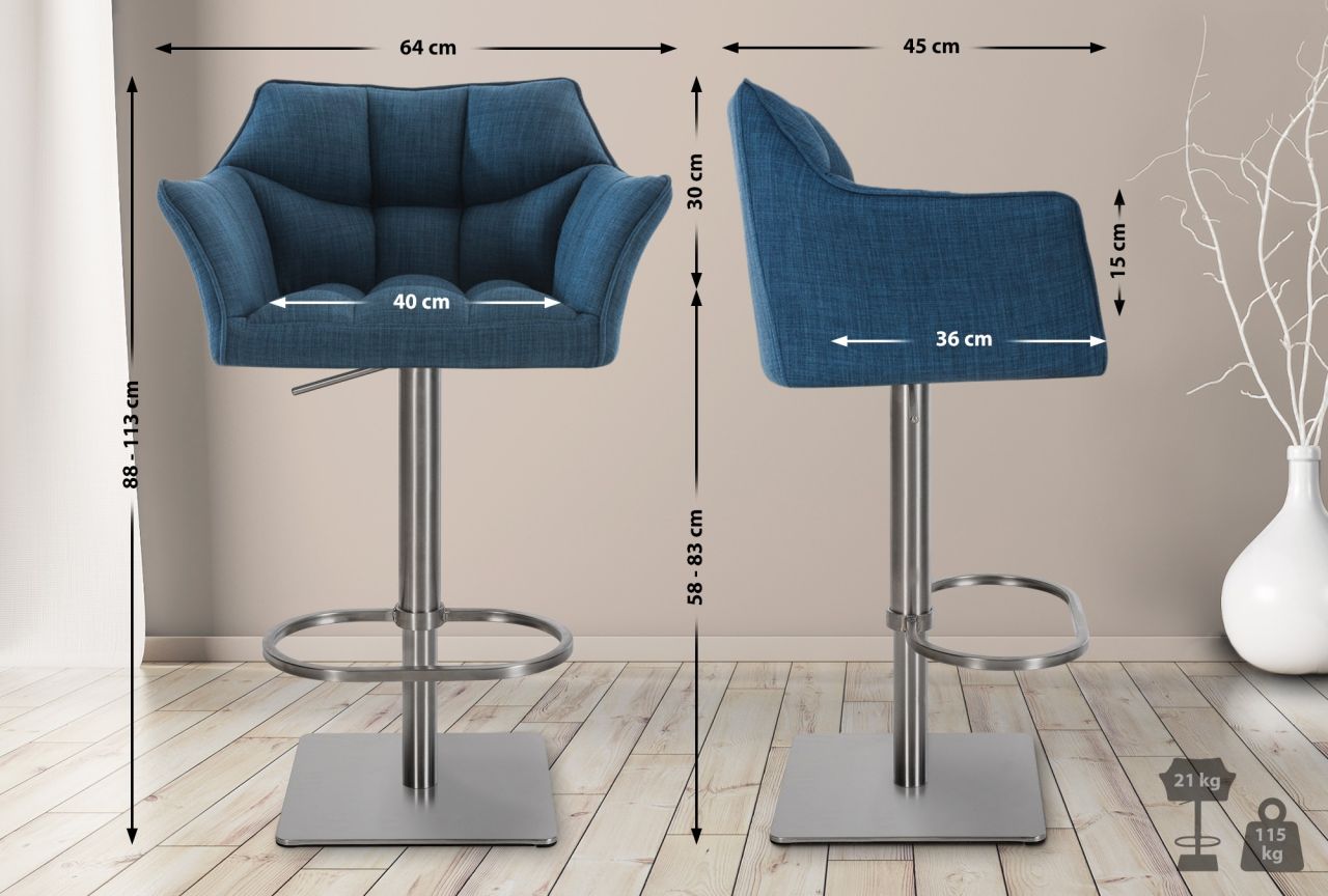 Barhocker Damaso E Stoff blau 1 Barhocker Damaso E Stoff blau