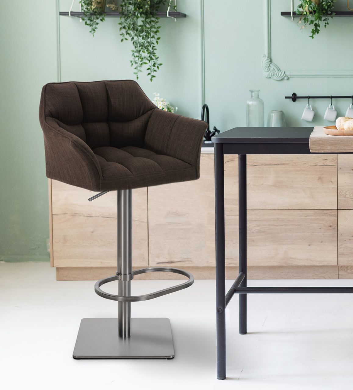 Barhocker Damaso E Stoff braun 1 Barhocker Damaso E Stoff braun