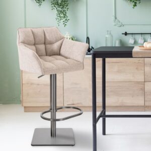 Barhocker Damaso E Stoff elfenbein