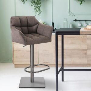 Barhocker Damaso E Stoff grau