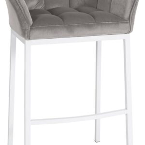 Barhocker Damaso W Samt mit 4-Fuß Gestell grau