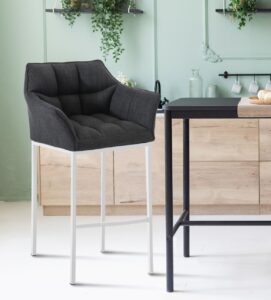 Barhocker Damaso W Stoff mit 4 Fuss Gestell dunkelgrau