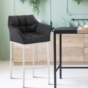 Barhocker Damaso W Stoff mit 4-Fuß Gestell dunkelgrau