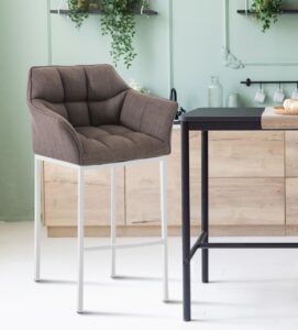 Barhocker Damaso W Stoff mit 4 Fuss Gestell grau