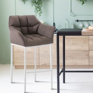 Barhocker Damaso W Stoff mit 4-Fuß Gestell grau