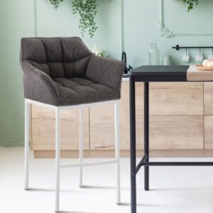 Barhocker Damaso W Stoff mit 4-Fuß Gestell titangrau