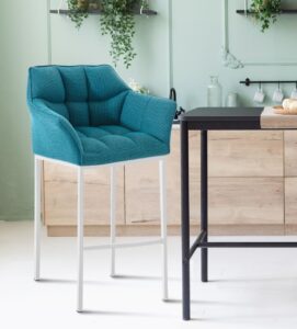 Barhocker Damaso W Stoff mit 4 Fuss Gestell tuerkis