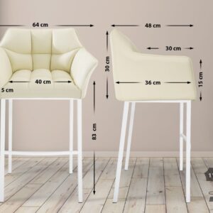 Barhocker Damaso mit 4-Fuß Gestell weiß creme