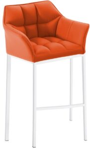 Barhocker Damaso mit 4 Fuss Gestell weiss orange