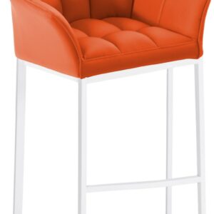 Barhocker Damaso mit 4-Fuß Gestell weiß orange