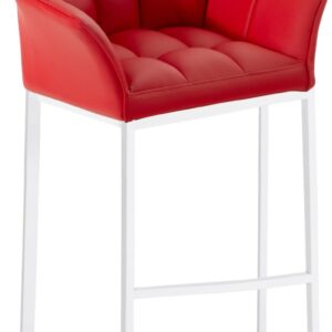 Barhocker Damaso mit 4-Fuß Gestell weiß rot