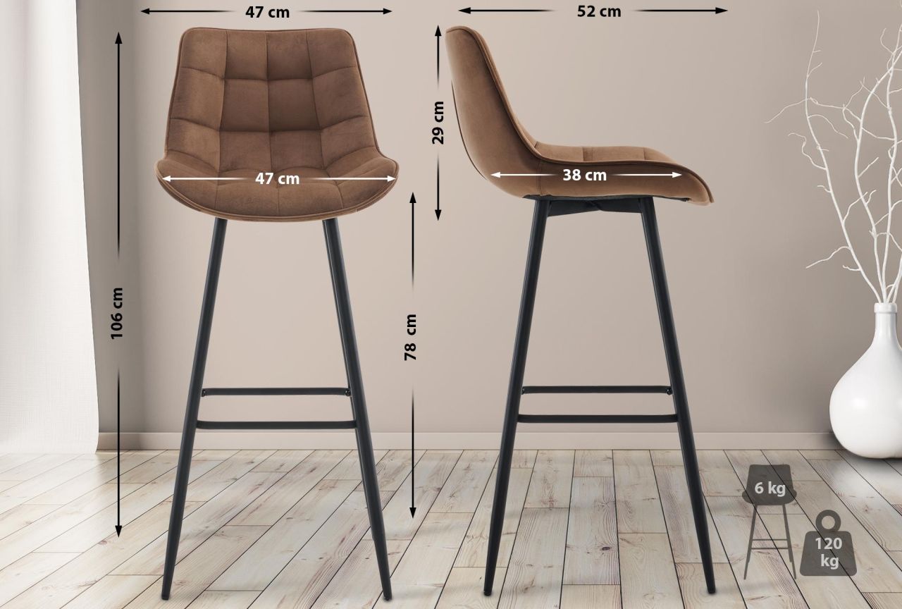 Barhocker Dartford Samt braun 1 Barhocker Dartford Samt braun