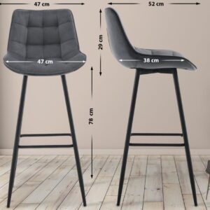 Barhocker Dartford Samt dunkelgrau