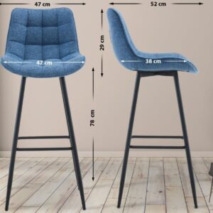 Barhocker Dartford Stoff blau
