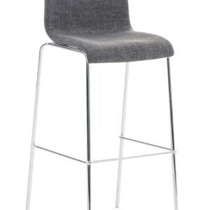 Barhocker Hoover Stoff 4-Fuß Gestell Chrom hellgrau