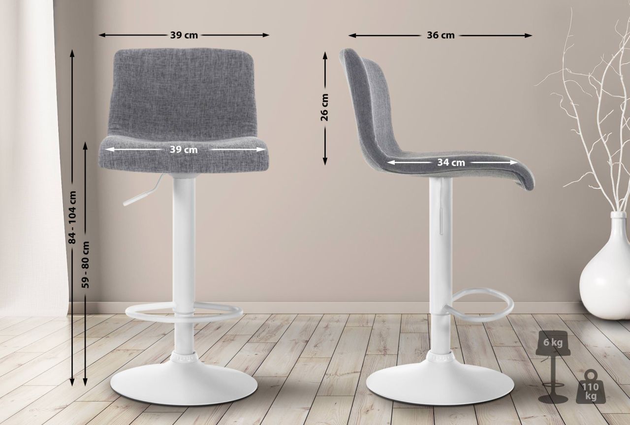 Barhocker Hoover Stoff W hellgrau 1 Barhocker Hoover Stoff W hellgrau