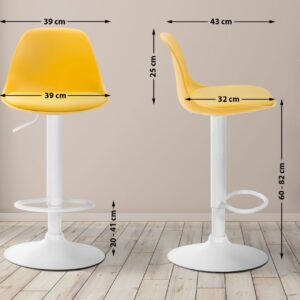 Barhocker Kiel Kunstleder weiß gelb