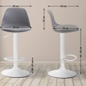 Barhocker Kiel Kunstleder weiß grau