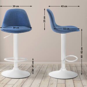 Barhocker Kiel Stoff weiß blau