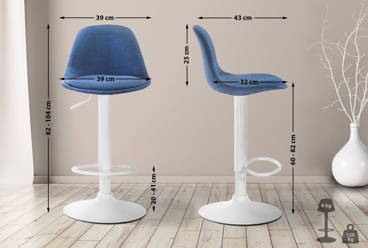Barhocker Kiel Stoff weiß blau 1 Barhocker Kiel Stoff weiß blau