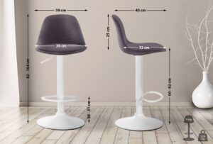 Barhocker Kiel Stoff weiss dunkelgrau