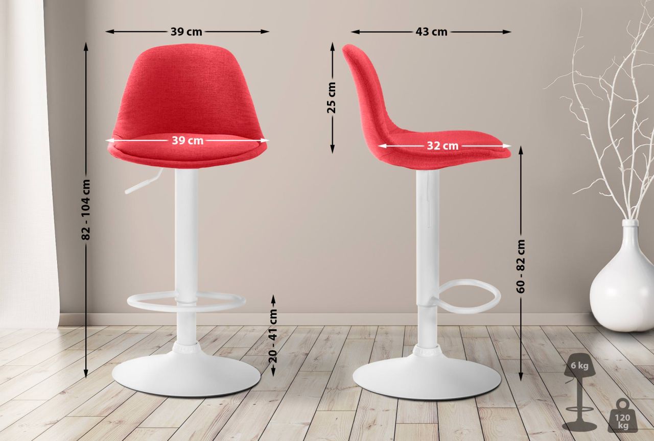 Barhocker Kiel Stoff weiß rot 1 Barhocker Kiel Stoff weiß rot
