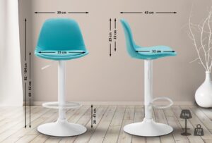 Barhocker Kiel Vollgepolstert Kunstleder weiss blau