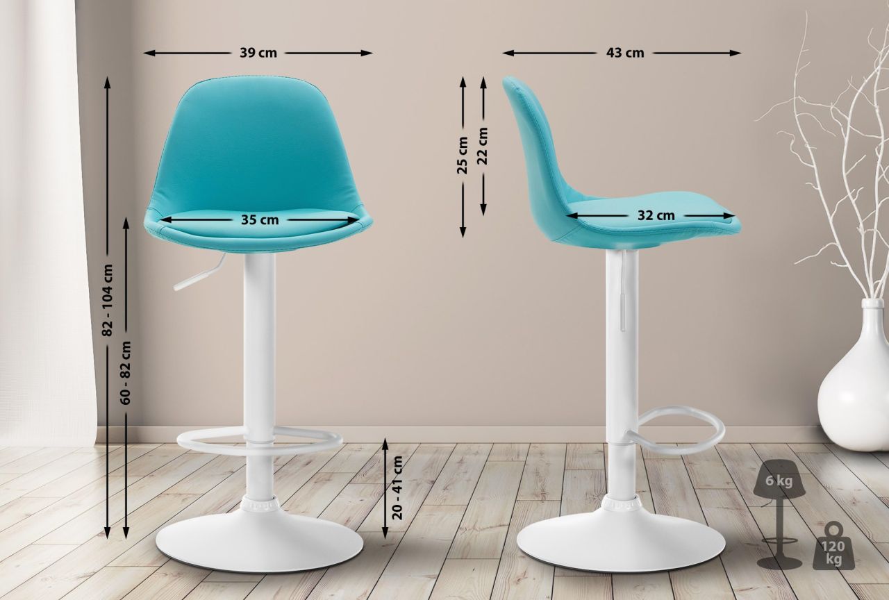 Barhocker Kiel Vollgepolstert Kunstleder weiß blau 1 Barhocker Kiel Vollgepolstert Kunstleder weiß blau