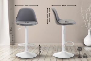 Barhocker Kiel Vollgepolstert Kunstleder weiss grau