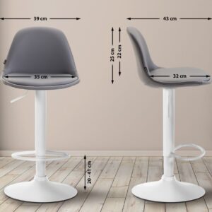 Barhocker Kiel Vollgepolstert Kunstleder weiß grau