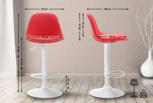 Barhocker Kiel Vollgepolstert Kunstleder weiss rot